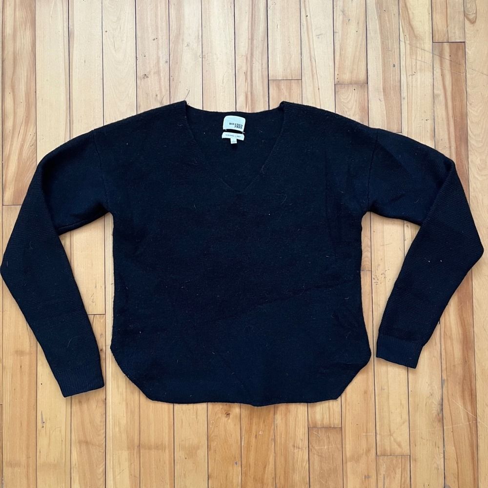 WILFRED FREE Black V Neck Long Sleeve Sweater Knit Top Size L